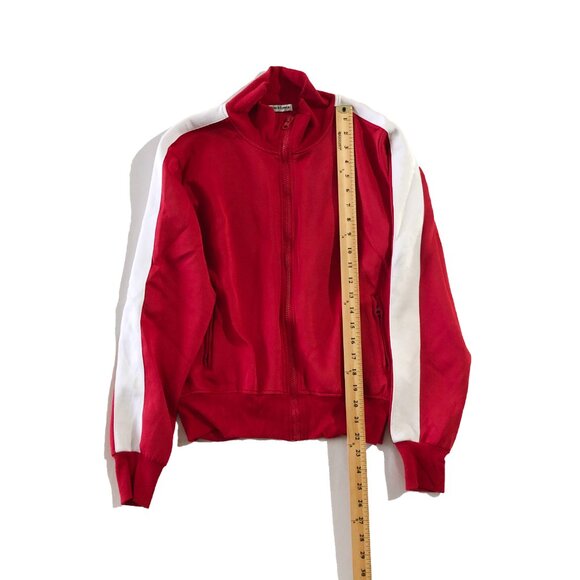Theo & Spence Varsity Jacket Womens M Red/White Side Stripe Full Zip Long Sleeve - Picture 3 of 6